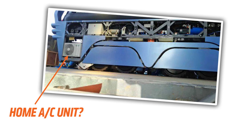 Illustration for article titled Is The Chinese Traffic-Straddling Bus A 'Scam'? It Looks Extremely Shoddy Up Close